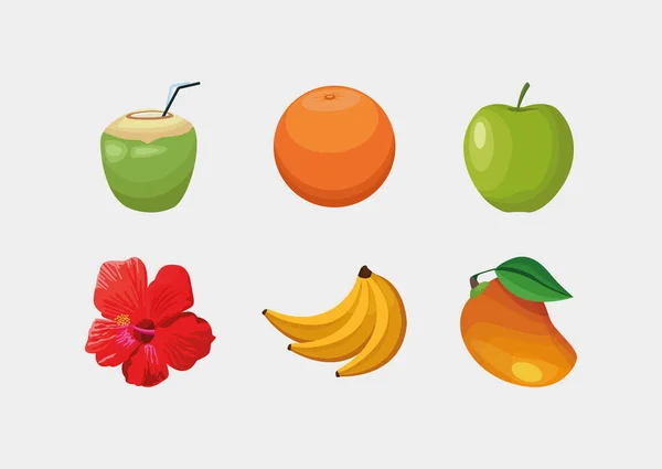 Isolé fruits icône set vectoriel design — Image vectorielle