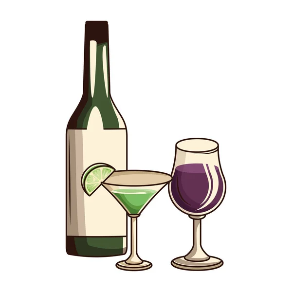 Μπουκάλι λικέρ με ποτήρι κρασιού — Διανυσματικό Αρχείο