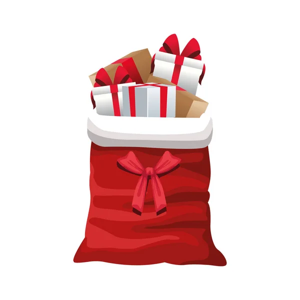 Vánoční taška s ikonou dárkových krabic — Stockový vektor