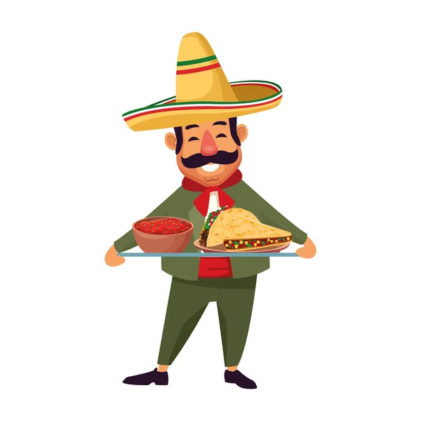 Diseño aislado del vector del hombre mexicano — Vector de stock