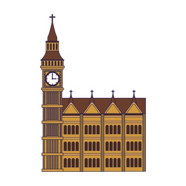 Londra büyük Ben simgesi, düz tasarım.