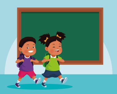 Okulun önündeki karikatür çocukları.