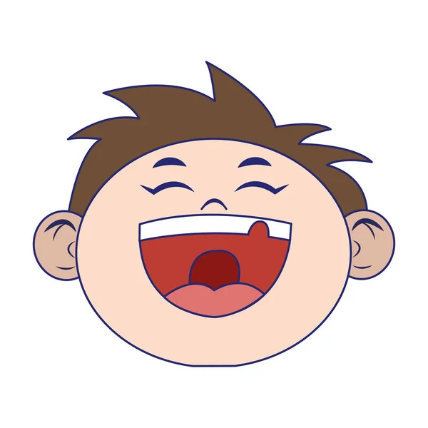 Cartoon boy laughing isolated icon — ストックベクタ