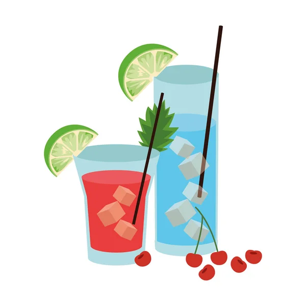 Fresh cocktails drinks icon, flat design — Stock Vector