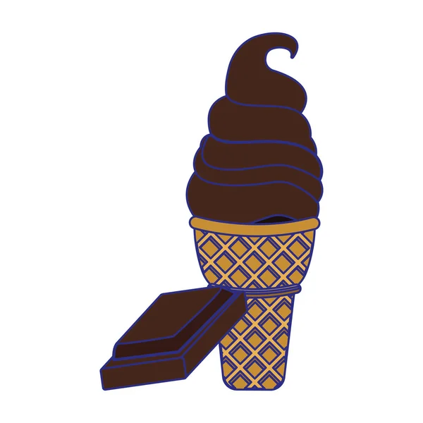 Chocolate soft serve icon, colorful design — Stock Vector