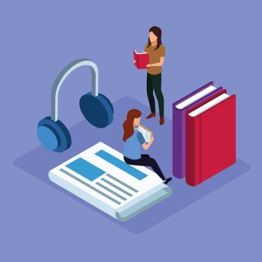 Bir grup küçük insan kitap okuyor.