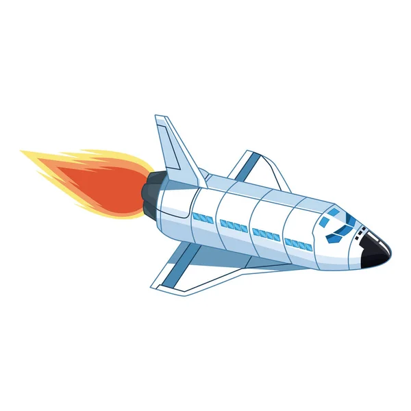 Nave espacial con el icono de la llama, diseño colorido — Vector de stock