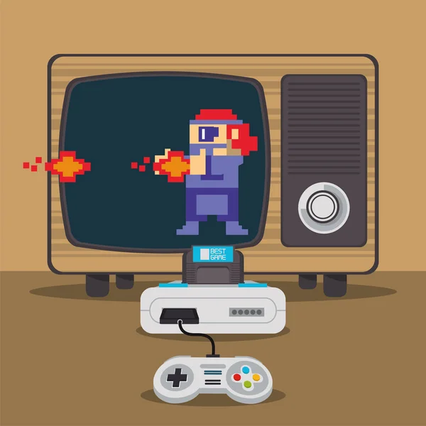 Konsola do gier wideo i stary telewizor — Wektor stockowy