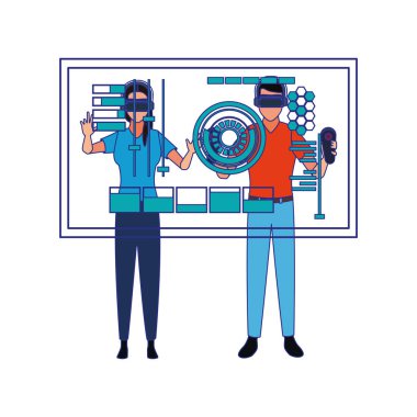 artırılmış gerçeklik teknolojisini kullanan erkek ve kadın