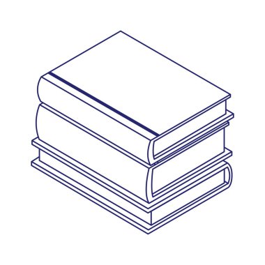 Kitap yığını simgesi, düz tasarım