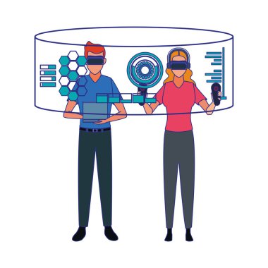 artırılmış gerçeklik teknolojisini kullanan erkek ve kadın