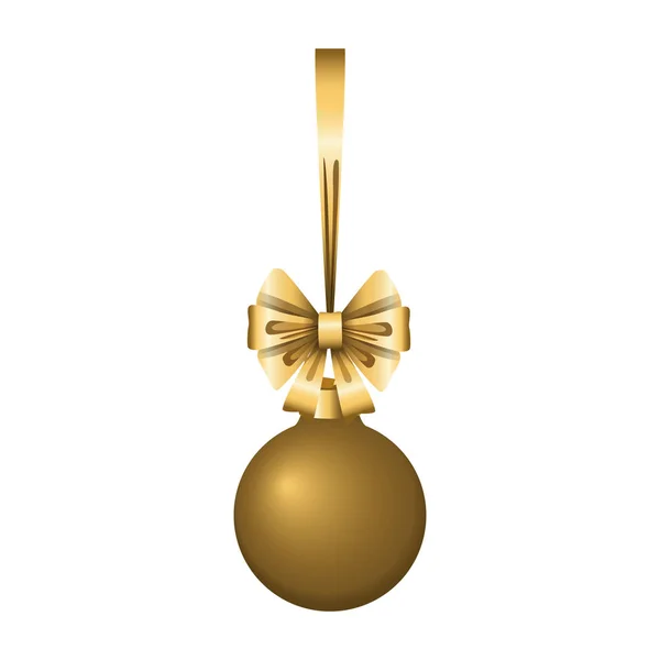 Icône de boule de Noël dorée, design coloré — Image vectorielle
