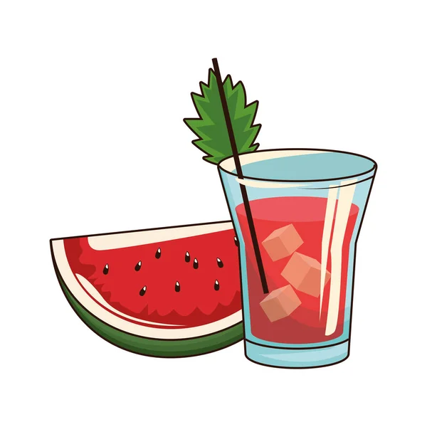 Watermeloen cocktail icoon, plat ontwerp — Stockvector