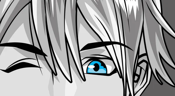 Face young man monochrome anime style character — 스톡 벡터