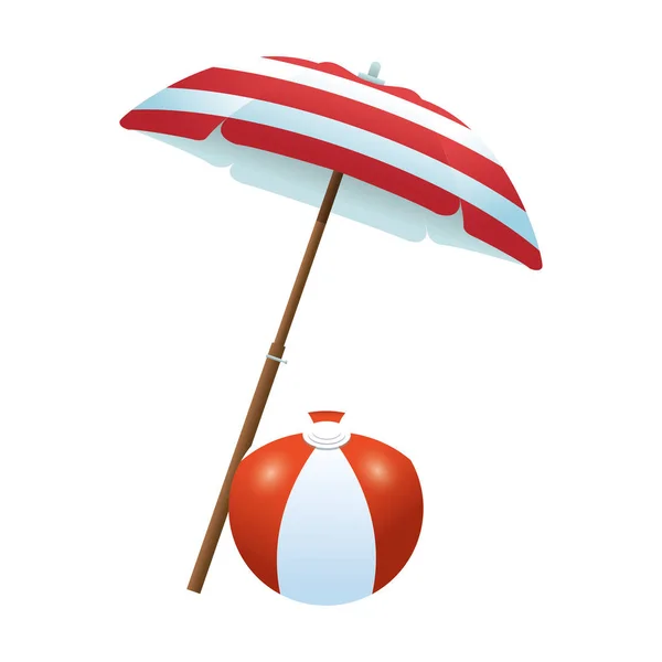 Bola de playa y sombrilla icono, diseño colorido — Vector de stock