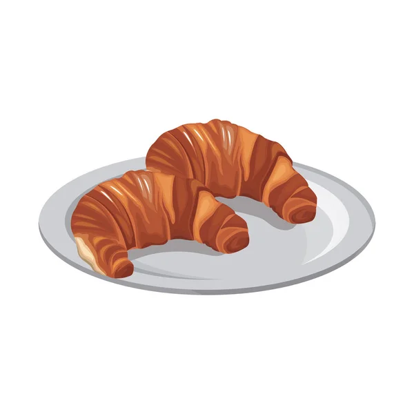 Bord met croissants icoon, kleurrijk design — Stockvector