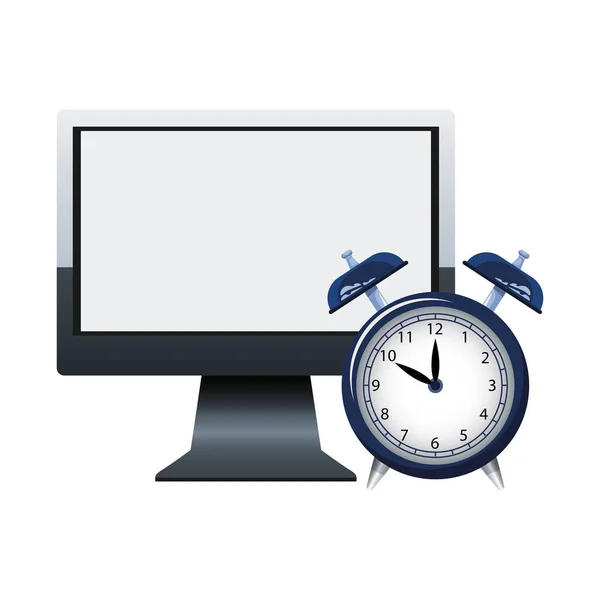 Dator och väckarklocka ikon, färgglad design — Stock vektor