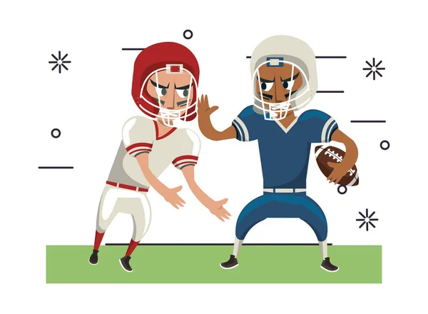 American football players playing characters — 스톡 벡터