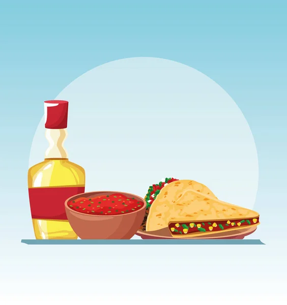 Comida mexicana e design vetorial de tequila — Vetor de Stock