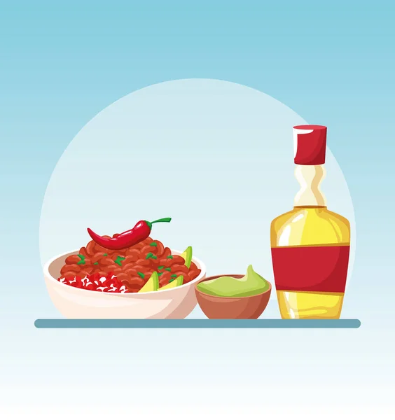 Diseño de vectores de comida mexicana y tequila — Vector de stock