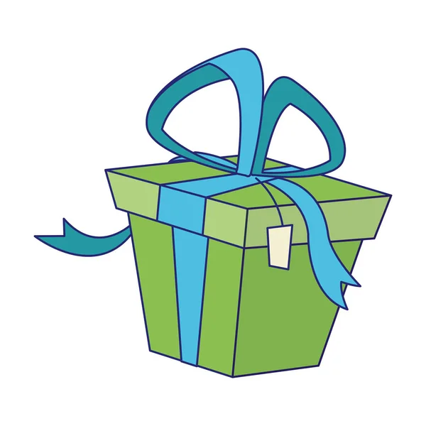 Green gift box icon, flat design — ストックベクタ