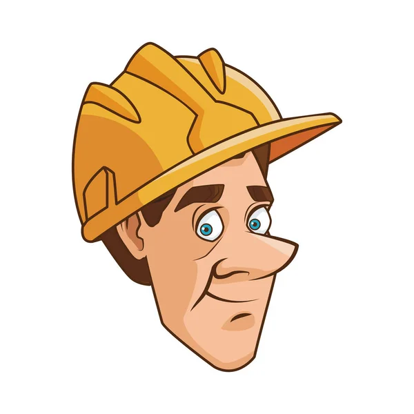 Uomo cartone animato con l'icona del casco da costruzione, design colorato — Vettoriale Stock