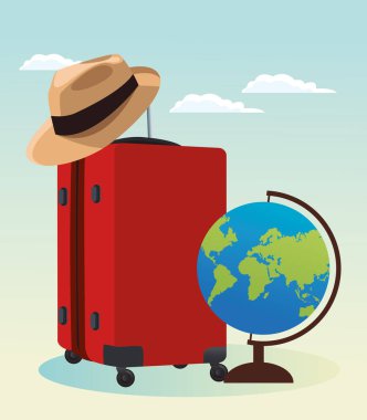 seyahat çanta şapka ve Küre