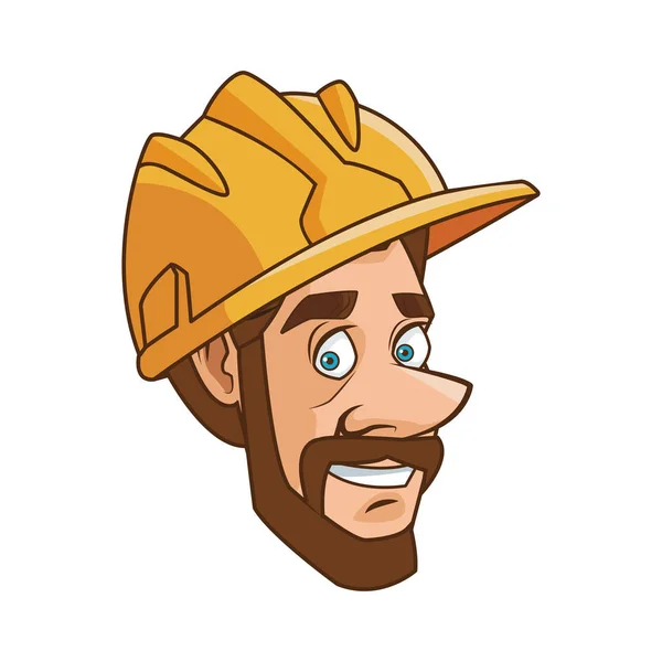 Cartoon man with beard and safety helmet icon — ストックベクタ