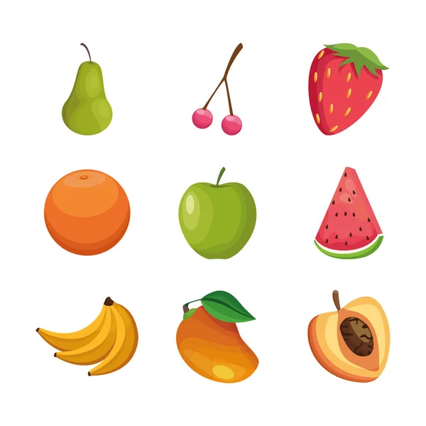 Isolé fruits icône set vectoriel design — Image vectorielle