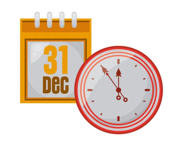 Ευτυχισμένο το νέο έτος ημερολόγιο με ρολόι του χρόνου — Διανυσματικό Αρχείο