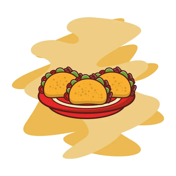 Heerlijke tacos mexicaans voedsel icoon — Stockvector