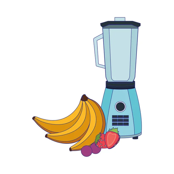 Blandare med bananer och frukter — Stock vektor