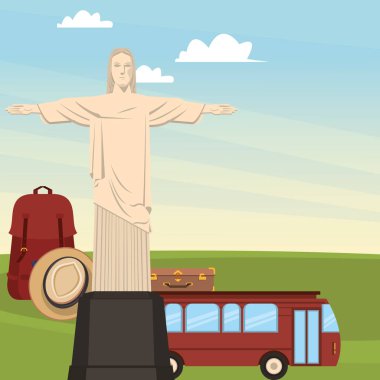Corcovade Christ ile dünya seyahati sahnesi