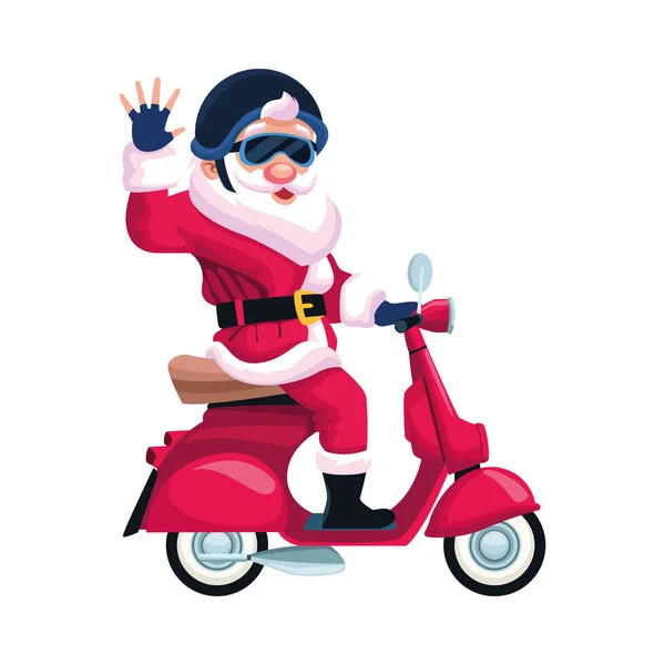 Cool Santa Claus jazda na motocyklu, płaski design — Wektor stockowy