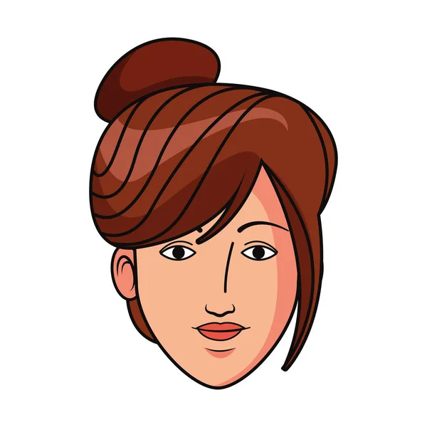 Cartoon jonge vrouw gezicht pictogram — Stockvector