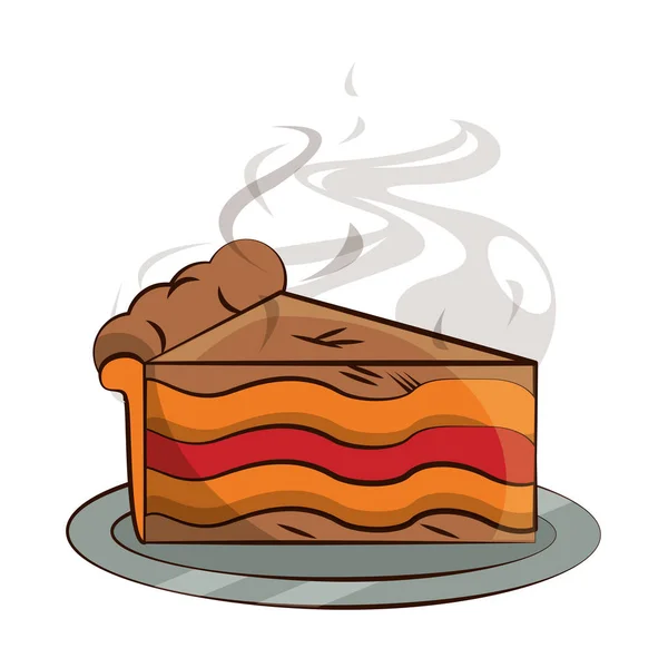 Heerlijke zoete taart portie pictogram — Stockvector