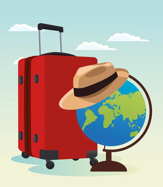 带帽子的旅行箱和旅行箱 — 图库矢量图片