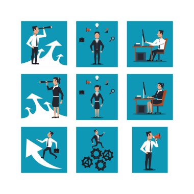 Bir sürü iş adamı çalışıyor.