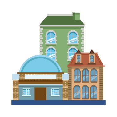 eski binalar simgesi, düz dizayn