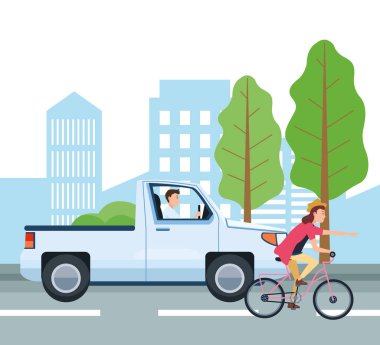 Araç vektör tasarımlı insanlar