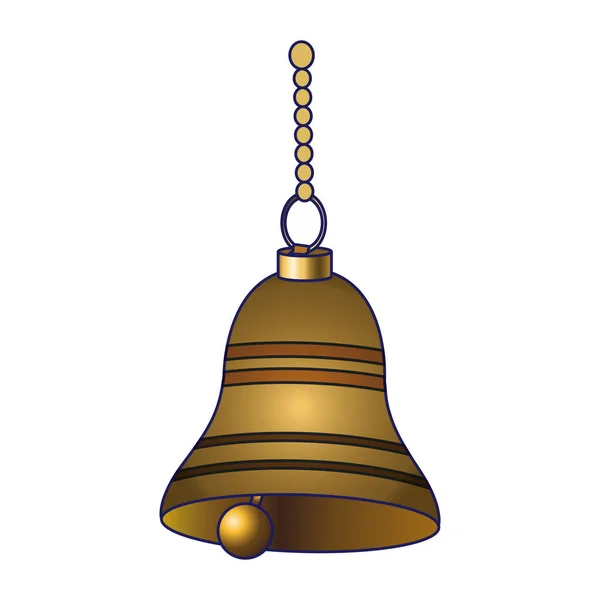 Złota ikona wisząca dzwonek, kolorowy design — Wektor stockowy