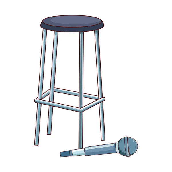 Mikrofon och barstol, platt design — Stock vektor