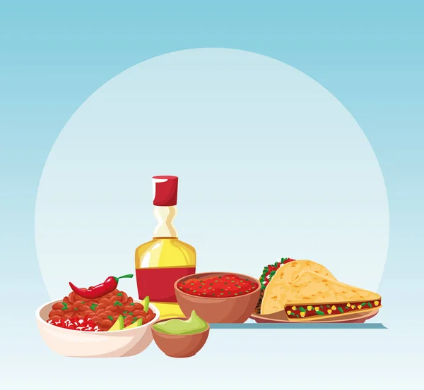 Diseño de vectores de comida mexicana y tequila — Vector de stock