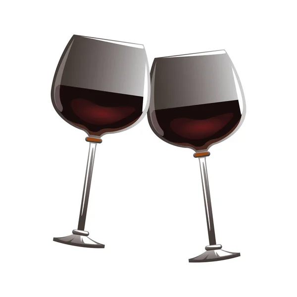 Wine glasses icon, flat design — ストックベクタ