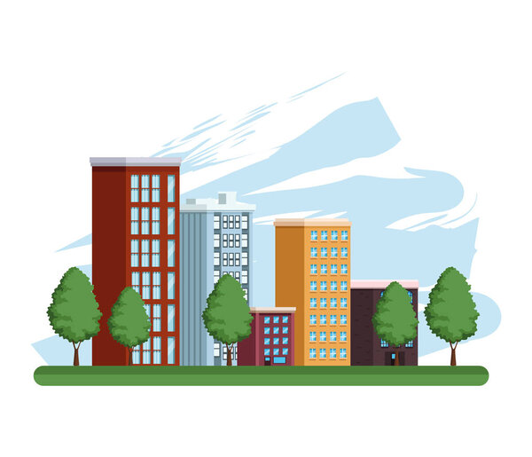 buildings cityscape urban scene icon