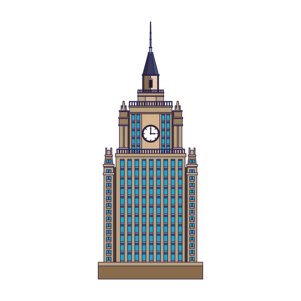 Edificio de la ciudad icono de torre, diseño plano — Vector de stock