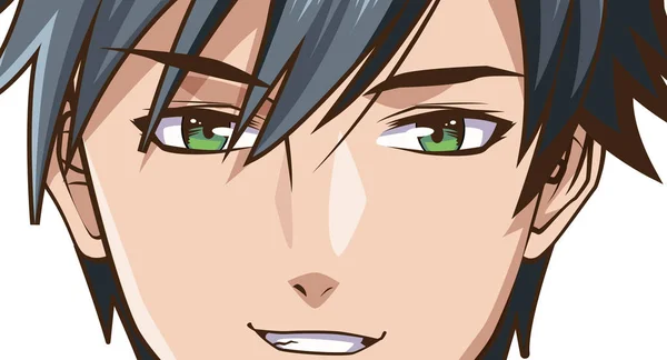 Face young man anime style character — 스톡 벡터