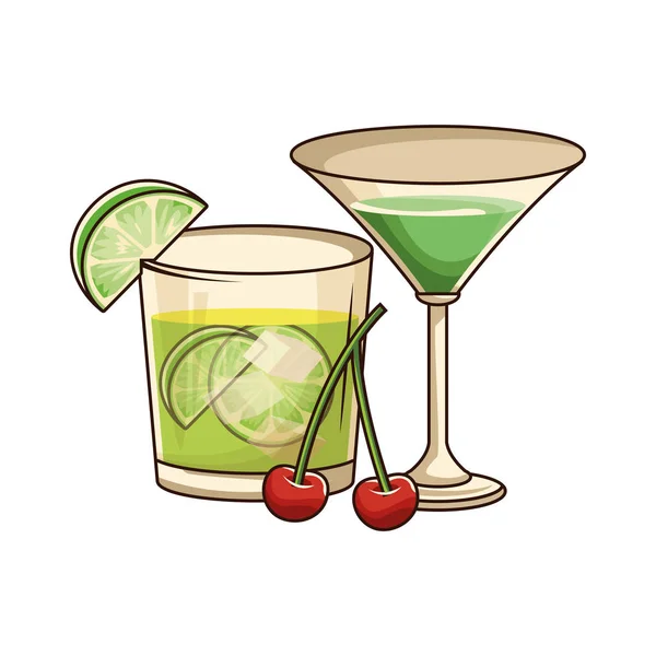 Koktajl martini i ikona koktajlu cytrynowego — Wektor stockowy