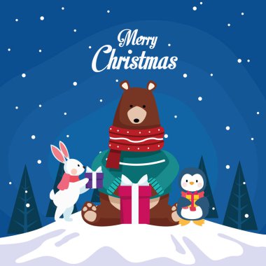 Ayı boz ayıyla kış kar manzarası