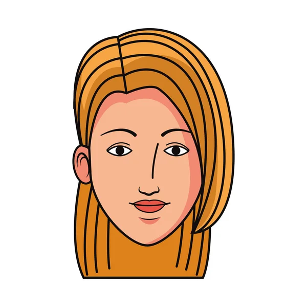 Cartoon woman face icon, flat design — Stock Vector